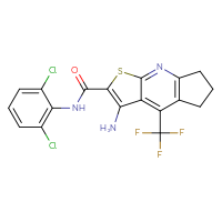 Chemical structure of 6-amino-N-(2,6-dichlorophenyl)-8-(trifluoromethyl)-4-thia-2-azatricyclo[7.3.0.0³,⁷]dodeca-1(9),2,5,7-tetraene-5-carboxamide - CSSB00138437421