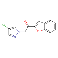 Chemical structure of 1-(1-benzofuran-2-yl)-2-(4-chloro-1H-pyrazol-1-yl)ethan-1-one - CSSB00007842629
