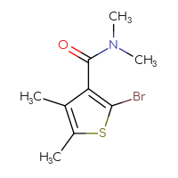 Chemical structure of 2-bromo-N,N,4,5-tetramethylthiophene-3-carboxamide - CSSB00016092600