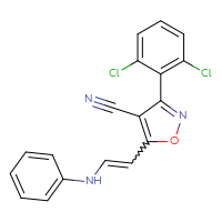 Chemical structure of 3-(2,6-dichlorophenyl)-5-[2-(phenylamino)ethenyl]-1,2-oxazole-4-carbonitrile - CSSB02125603233