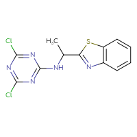 Chemical structure of N-[1-(1,3-benzothiazol-2-yl)ethyl]-4,6-dichloro-1,3,5-triazin-2-amine - CSSB06546413004