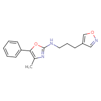 Chemical structure of 4-methyl-N-[3-(1,2-oxazol-4-yl)propyl]-5-phenyl-1,3-oxazol-2-amine - CSSB21495843763