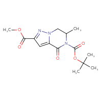 Chemical structure of 5-tert-butyl 2-methyl 6-methyl-4-oxo-4H,5H,6H,7H-pyrazolo[1,5-a]pyrazine-2,5-dicarboxylate - CSSB00011105947