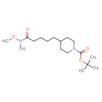 Chemical structure of tert-butyl 4-{4-[methoxy(methyl)carbamoyl]butyl}piperidine-1-carboxylate - CSSB00203833517
