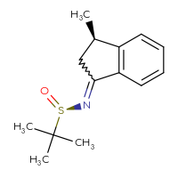 Chemical structure of (R)-2-methyl-N-[(3R)-3-methyl-2,3-dihydro-1H-inden-1-ylidene]propane-2-sulfinamide - CSSB21331809680