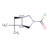 Chemical structure of rac-(1R,5R)-6,6-dimethyl-3-azabicyclo[3.2.0]heptane-3-carbonyl chloride - CSSB21291564401