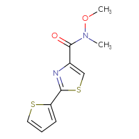 Chemical structure of N-methoxy-N-methyl-2-(thiophen-2-yl)-1,3-thiazole-4-carboxamide - CSSB00000270522