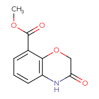Chemical structure of methyl 3-oxo-3,4-dihydro-2H-1,4-benzoxazine-8-carboxylate - CSSB00000059864