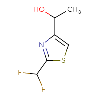 Chemical structure of 1-[2-(difluoromethyl)-1,3-thiazol-4-yl]ethan-1-ol - CSSB00153472908