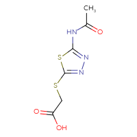 Chemical structure of 2-[(5-acetamido-1,3,4-thiadiazol-2-yl)sulfanyl]acetic acid - CSSB00011447796