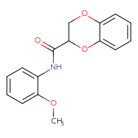 Chemical structure of N-(2-methoxyphenyl)-2,3-dihydro-1,4-benzodioxine-2-carboxamide - CSSB00026304302