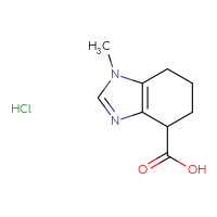 Chemical structure of 1-methyl-4,5,6,7-tetrahydro-1H-1,3-benzodiazole-4-carboxylic acid hydrochloride - CSSB00132302248