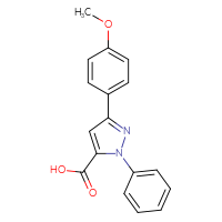 Chemical structure of 3-(4-methoxyphenyl)-1-phenyl-1H-pyrazole-5-carboxylic acid - CSSB00000680349