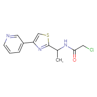 Chemical structure of 2-chloro-N-{1-[4-(pyridin-3-yl)-1,3-thiazol-2-yl]ethyl}acetamide - CSSB01565338985