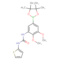 Chemical structure of 1-[2,3-dimethoxy-5-(4,4,5,5-tetramethyl-1,3,2-dioxaborolan-2-yl)phenyl]-3-(thiophen-2-yl)urea - CSSB21332085101