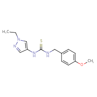 Chemical structure of 3-(1-ethyl-1H-pyrazol-4-yl)-1-[(4-methoxyphenyl)methyl]thiourea - CSSB02034786885