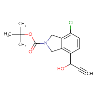 Chemical structure of tert-butyl 4-chloro-7-(1-hydroxyprop-2-yn-1-yl)-2,3-dihydro-1H-isoindole-2-carboxylate - CSSB21246483237