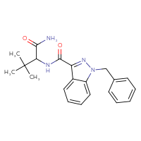 Chemical structure of 2-[(1-benzyl-1H-indazol-3-yl)formamido]-3,3-dimethylbutanamide - CSSB06629244450