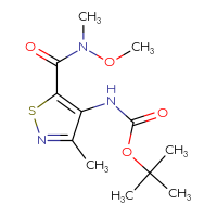 Chemical structure of tert-butyl N-{5-[methoxy(methyl)carbamoyl]-3-methyl-1,2-thiazol-4-yl}carbamate - CSSB01045818103
