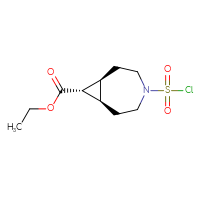 Chemical structure of ethyl (1R,7S,8S)-4-(chlorosulfonyl)-4-azabicyclo[5.1.0]octane-8-carboxylate - CSSB21224770518