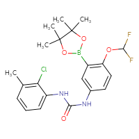 Chemical structure of 3-(2-chloro-3-methylphenyl)-1-[4-(difluoromethoxy)-3-(4,4,5,5-tetramethyl-1,3,2-dioxaborolan-2-yl)phenyl]urea - CSSB21332056840
