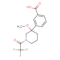 Chemical structure of 3-[3-methoxy-1-(2,2,2-trifluoroacetyl)piperidin-3-yl]benzoic acid - CSSB20504312659