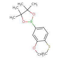 Chemical structure of 2-[3-methoxy-4-(methylsulfanyl)phenyl]-4,4,5,5-tetramethyl-1,3,2-dioxaborolane - CSSB06596566126