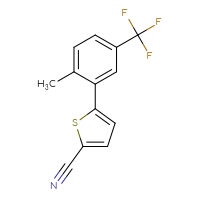 Chemical structure of 5-[2-methyl-5-(trifluoromethyl)phenyl]thiophene-2-carbonitrile - CSSB01415722437