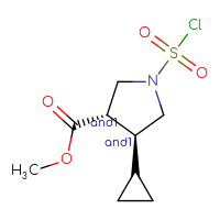 Chemical structure of rac-methyl (3R,4R)-1-(chlorosulfonyl)-4-cyclopropylpyrrolidine-3-carboxylate - CSSB14959848044