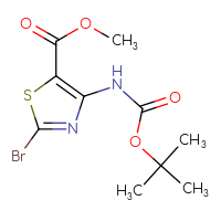 Chemical structure of methyl 2-bromo-4-{[(tert-butoxy)carbonyl]amino}-1,3-thiazole-5-carboxylate - CSSB20563215087