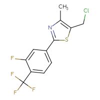 Chemical structure of 5-(chloromethyl)-2-[3-fluoro-4-(trifluoromethyl)phenyl]-4-methyl-1,3-thiazole - CSSB00020612339