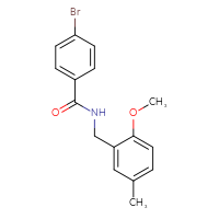 Chemical structure of 4-bromo-N-[(2-methoxy-5-methylphenyl)methyl]benzamide - CSSB02042004287