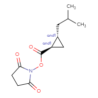 Chemical structure of rac-2,5-dioxopyrrolidin-1-yl (1R,2R)-2-(2-methylpropyl)cyclopropane-1-carboxylate - CSSB02150548689