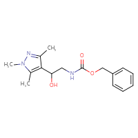 Chemical structure of benzyl N-[2-hydroxy-2-(1,3,5-trimethyl-1H-pyrazol-4-yl)ethyl]carbamate - CSSB00118057792