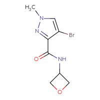 Chemical structure of 4-bromo-1-methyl-N-(oxetan-3-yl)-1H-pyrazole-3-carboxamide - CSSB00018695313