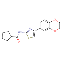 Chemical structure of N-[4-(2,3-dihydro-1,4-benzodioxin-6-yl)-1,3-thiazol-2-yl]cyclopentanecarboxamide - CSSB00025837168