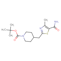 Chemical structure of tert-butyl 4-[(5-carbamoyl-4-methyl-1,3-thiazol-2-yl)methyl]piperidine-1-carboxylate - CSSB01045690475