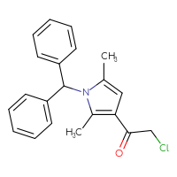 Chemical structure of 2-chloro-1-[1-(diphenylmethyl)-2,5-dimethyl-1H-pyrrol-3-yl]ethan-1-one - CSSB00000686107