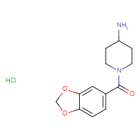 Chemical structure of 1-(2H-1,3-benzodioxole-5-carbonyl)piperidin-4-amine hydrochloride - CSSB00016992529
