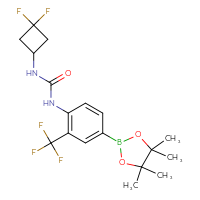 Chemical structure of 3-(3,3-difluorocyclobutyl)-1-[4-(4,4,5,5-tetramethyl-1,3,2-dioxaborolan-2-yl)-2-(trifluoromethyl)phenyl]urea - CSSB21332138363