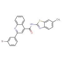Chemical structure of 2-(3-bromophenyl)-N-(6-methyl-1,3-benzothiazol-2-yl)quinoline-4-carboxamide - CSSB00121680884