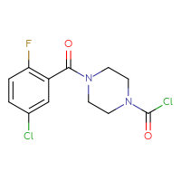 Chemical structure of 4-(5-chloro-2-fluorobenzoyl)piperazine-1-carbonyl chloride - CSSB21224771393