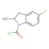Chemical structure of 5-fluoro-2-methyl-2,3-dihydro-1H-indole-1-carbonyl chloride - CSSB06605749000
