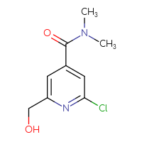 Chemical structure of 2-chloro-6-(hydroxymethyl)-N,N-dimethylpyridine-4-carboxamide - CSSB21043414238