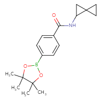 Chemical structure of N-{spiro[2.2]pentan-1-yl}-4-(4,4,5,5-tetramethyl-1,3,2-dioxaborolan-2-yl)benzamide - CSSB02522231584