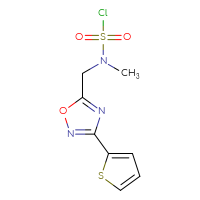Chemical structure of N-methyl-N-{[3-(thiophen-2-yl)-1,2,4-oxadiazol-5-yl]methyl}sulfamoyl chloride - CSSB21224772121