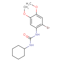 Chemical structure of 3-(2-bromo-4,5-dimethoxyphenyl)-1-cyclohexylurea - CSSB00061914446