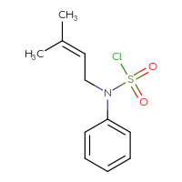 Chemical structure of N-(3-methylbut-2-en-1-yl)-N-phenylsulfamoyl chloride - CSSB14849664314