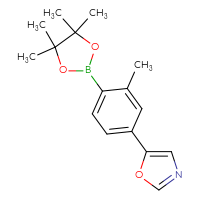 Chemical structure of 5-[3-methyl-4-(4,4,5,5-tetramethyl-1,3,2-dioxaborolan-2-yl)phenyl]-1,3-oxazole - CSSB02131846809