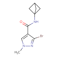 Chemical structure of N-{bicyclo[1.1.1]pentan-1-yl}-3-bromo-1-methyl-1H-pyrazole-4-carboxamide - CSSB00158701519